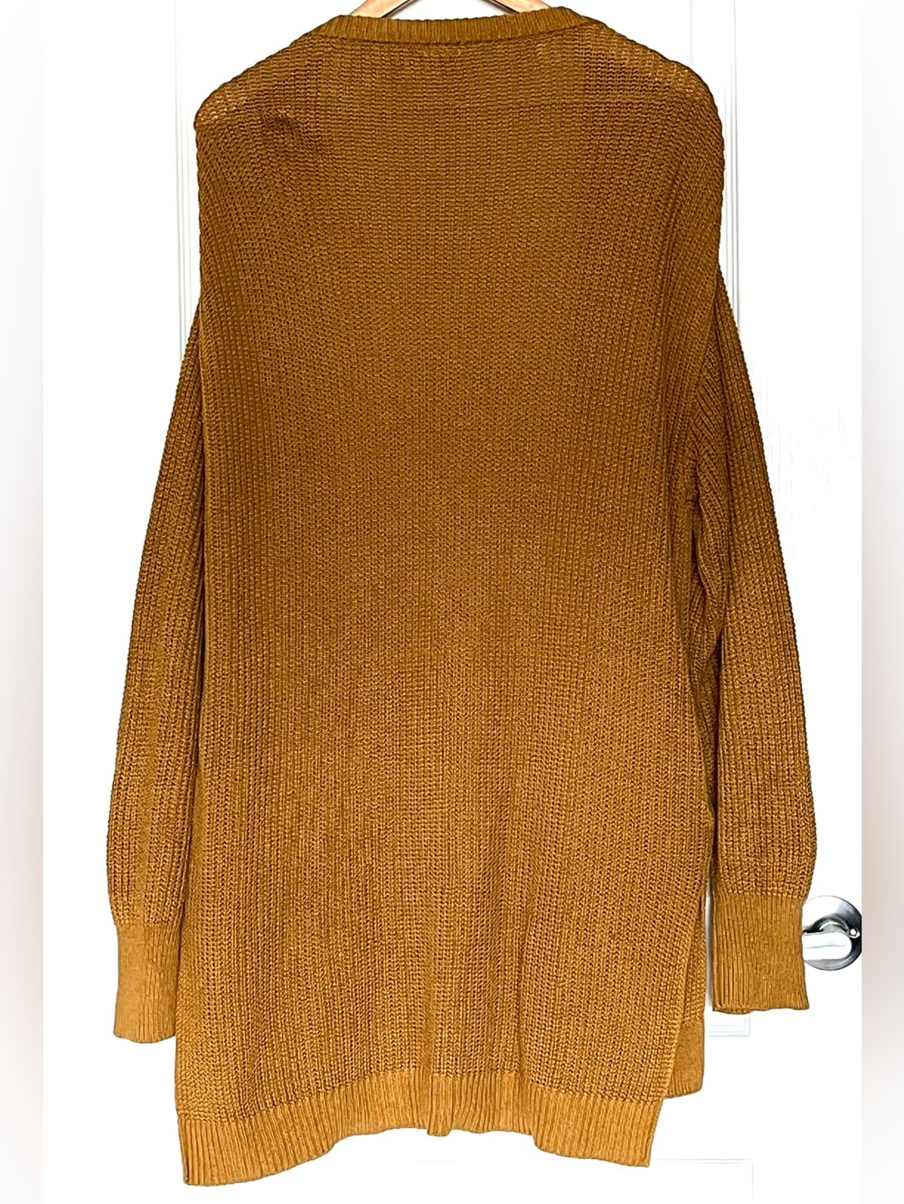 Jax + Lennon Bamboo Organic Cotton Ribbed Knit‎ Cardigan Sweater Mustard M/L - Picture 2 of 15